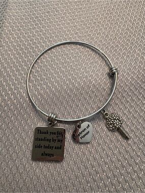 Silver-tone matron of honor  Charm Bangle Bracelet